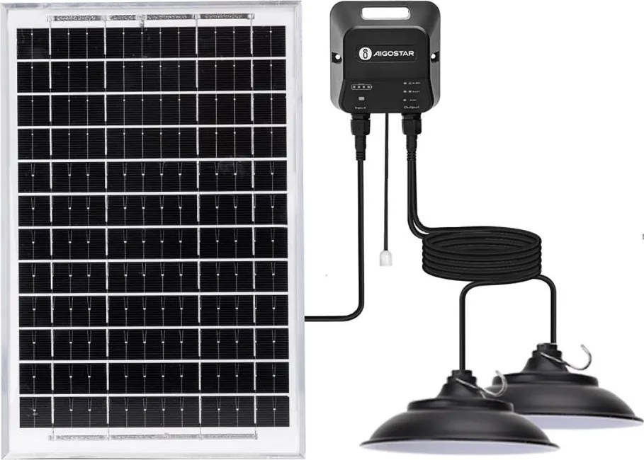 Aigostar - Lampadario solare LED con sensore 2x LED/35W/12V 6000 mAh 6500K Ø 15 cm