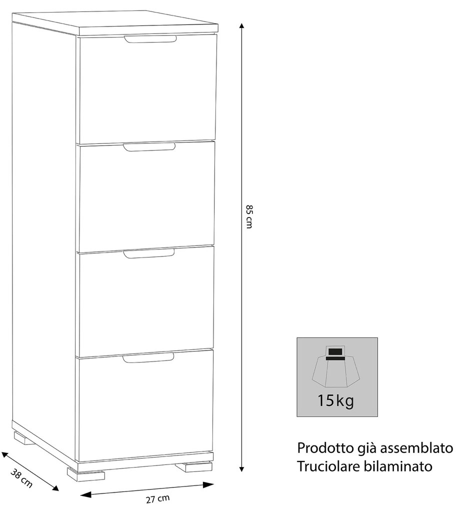 NANO - cassettiera 4 cassetti