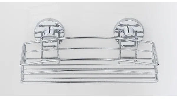 WENKO 20883100 - Mensola rotonda VACUUM-LOC in acciaio 26x15,3 cm cromo lucido