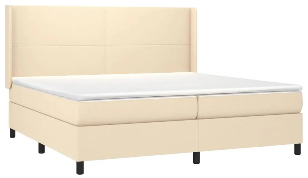 Letto a molle materasso e led bianco 200x200cm in tessuto