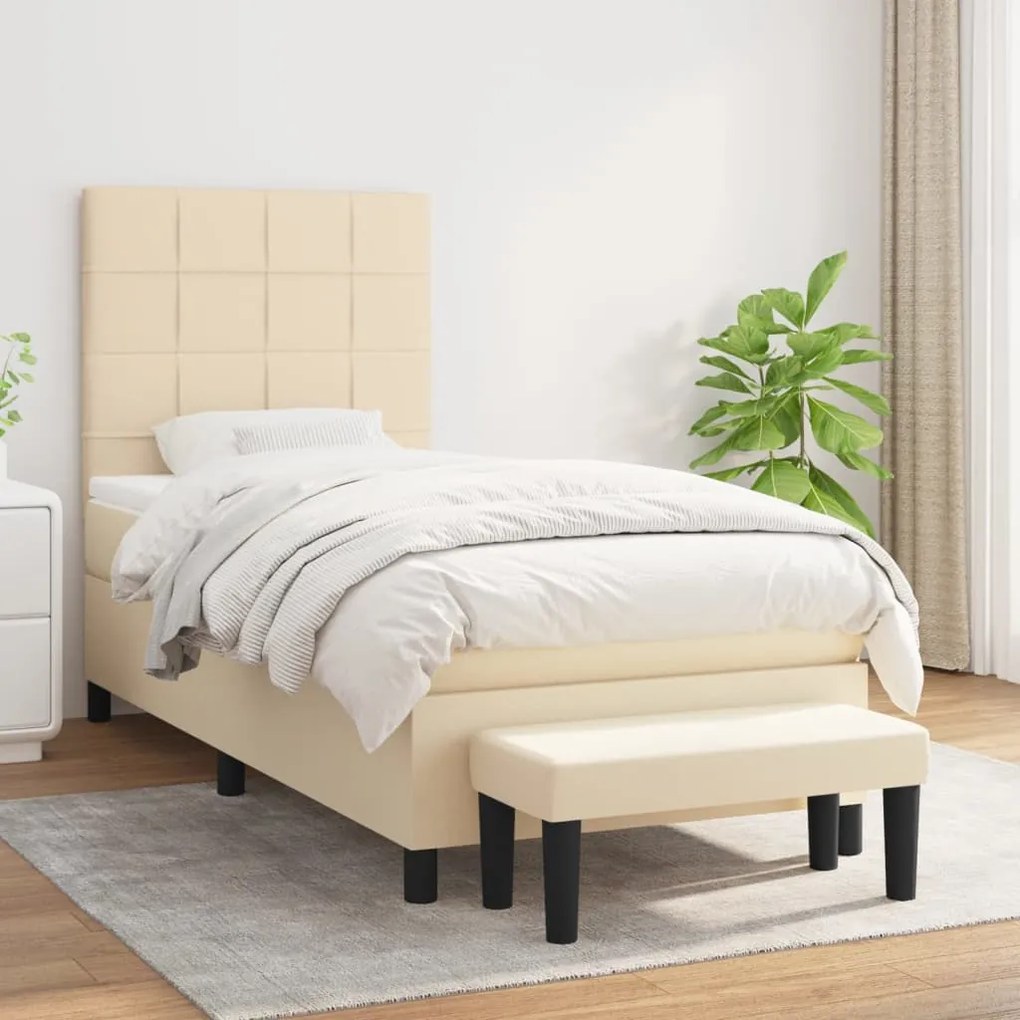 Giroletto A Molle Con Materasso Crema 100x200 Cm İn Tessuto /