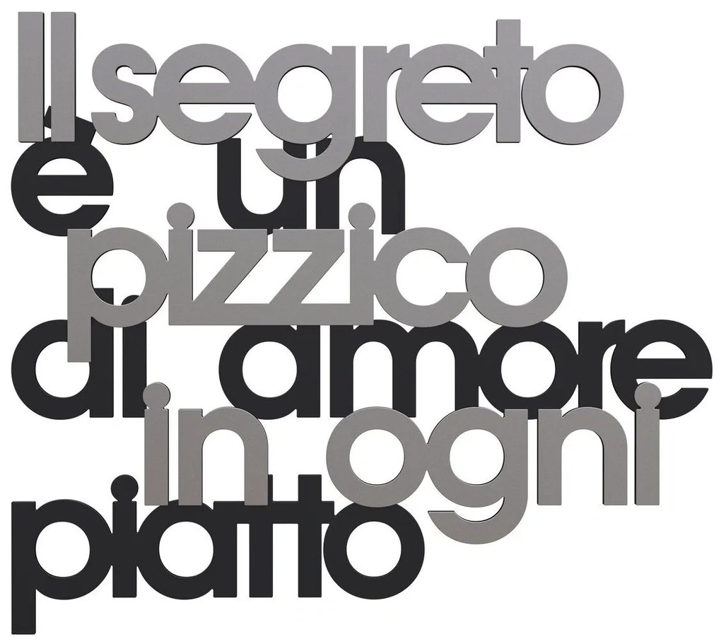 Callea Design Scritta da parete in legno "Il segreto è un pizzico..." -in varie colorazioni NERO 65 x 57 cm