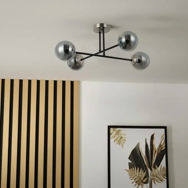 Brilagi - Plafoniera MALIVA 4xE14/15W/230V cromo opaco/fumé