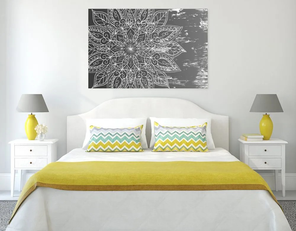 Stampa su tela – Texture Mandala in bianco e nero