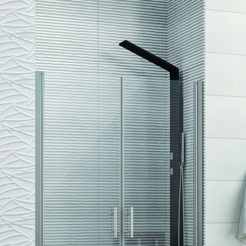 Kamalu - Box doccia nicchia 135-140cm a due battenti finitura cromo |KS2800 Saloon