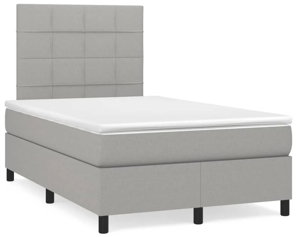 Giroletto A Molle Con Materasso Grigio Chiaro 120x190cm Tessuto /