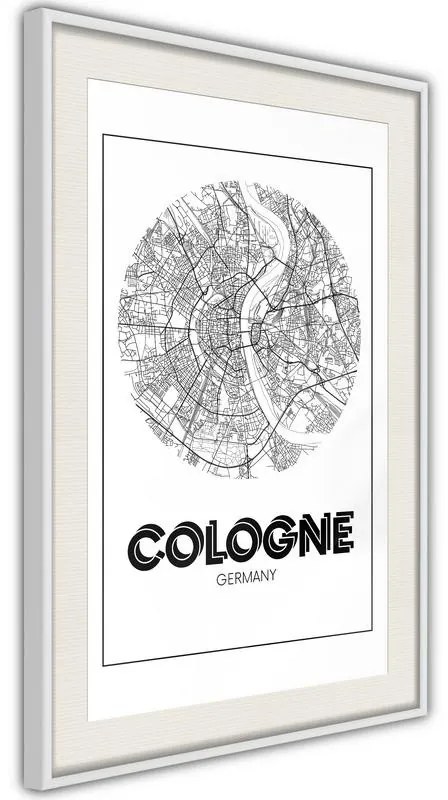 Poster  City Map: Cologne (Round)  Cornice Quadri Cornice nera, Larghezza x Altezza Home decor 20x30