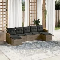 Set Divani da Giardino 7 pz con Cuscini Grigio in Polyrattan 3226235