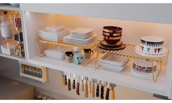 Organizzatore per scaffali 42x19 cm oro