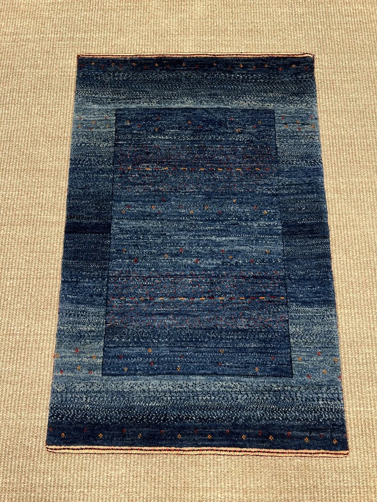 Loribaft Tappeto 90x60 Blu (Iran) Annodato A Mano