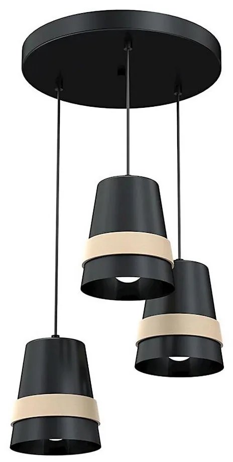 Lampadario a sospensione con filo VENEZIA 3xE27/60W/230V nero