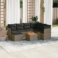 Set Divano da Giardino 8 pz con Cuscini Grigio in Polyrattan 3256095