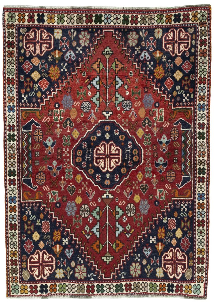 Shiraz Tappeto persiano 150x110 Rosso (Iran) Annodato A Mano