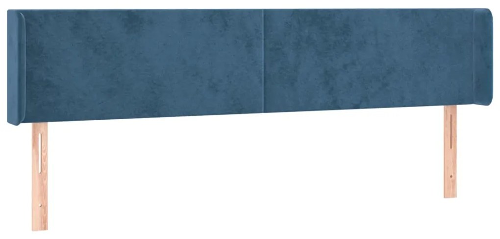 Testiera ad orecchio blu scuro 163x16x78/88 cm in velluto