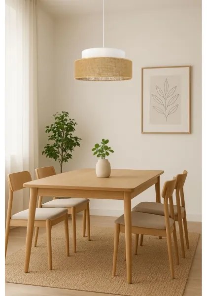 Lampadario a sospensione con filo BOHO 1xE27/60W/230V diametro 40 cm bianco/beige