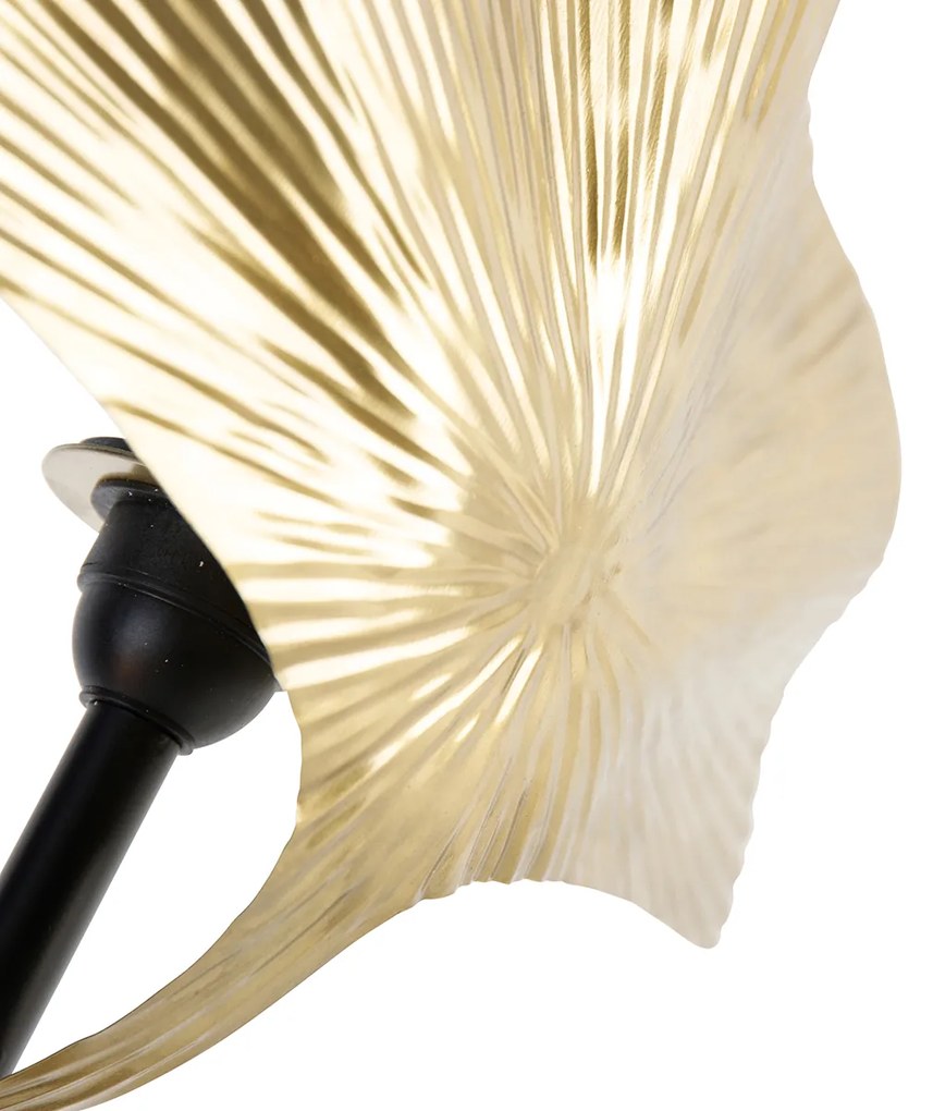 Lampada da tavolo orientale in ottone con nero 2 luci - Louka