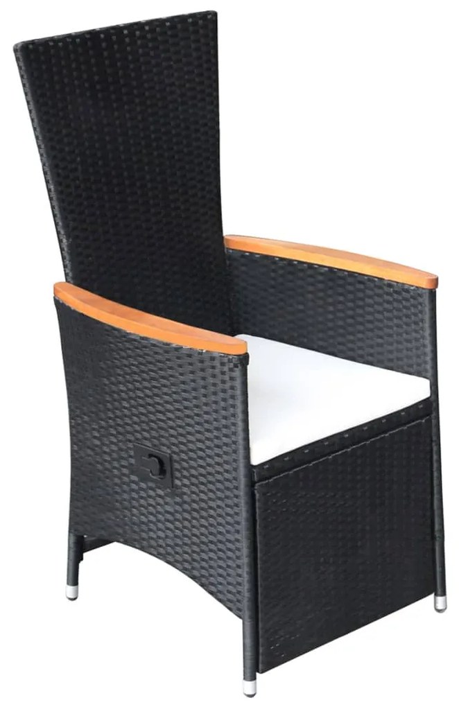 Set da pranzo da giardino 9 pz con cuscini nero