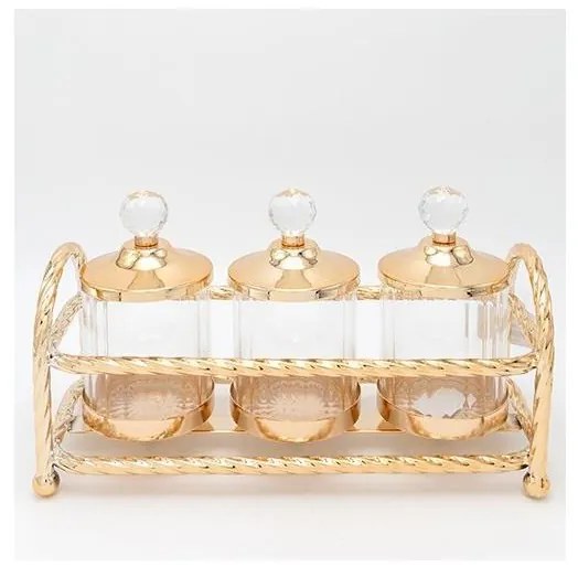 SET 3x Vaso di vetro oro