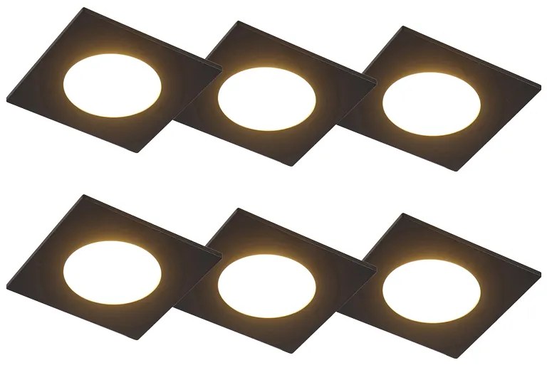 Set di 6 faretti da incasso neri con LED dimmerabile a 3 livelli IP65 - Simply