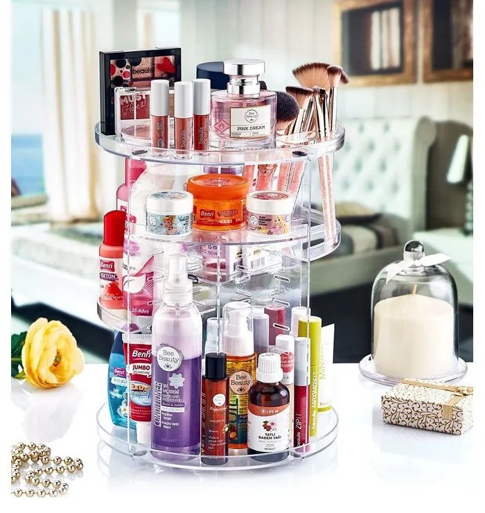 Organizer da bagno girevole in plastica trasparente per cosmetici - Hermia