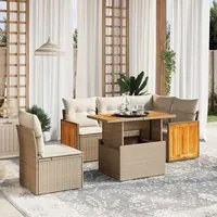 Set Divano da Giardino 6 pz con Cuscini Beige in Polyrattan 3273963