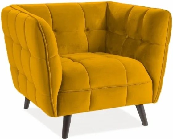 Poltrona Castello 1 velluto curry - Blu68/wenge