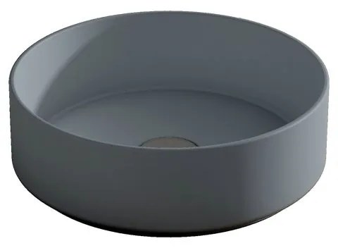Lavabo da appoggio COLORS VISOBATH tondo piletta non inclusa in ceramica blu piletta non inclusa