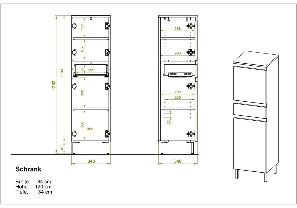 Mobile da bagno alto bianco con decoro in rovere 34x120 cm Torrance - Germania