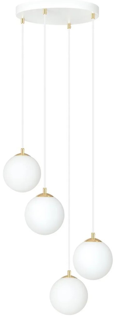 Lampadario a Sospensione in Acciaio e Vetro ROYAL 4 Bianco o Nero 4xE14