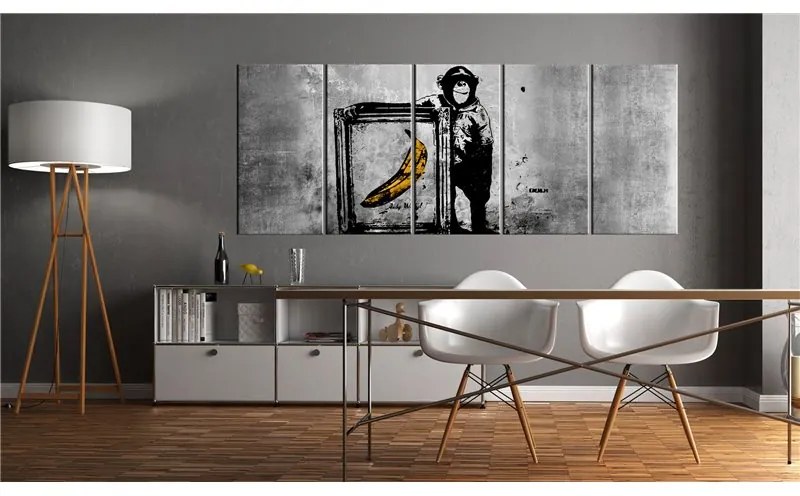 Quadro Banksy  Monkey with Frame  Colore bianco e nero, Dimensioni e Misure 200x80