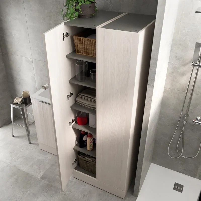 Colonna per mobile bagno Jnka SENSEA 1 anta P 66 x L 35 x H 194 cm legno larice bianco truciolare
