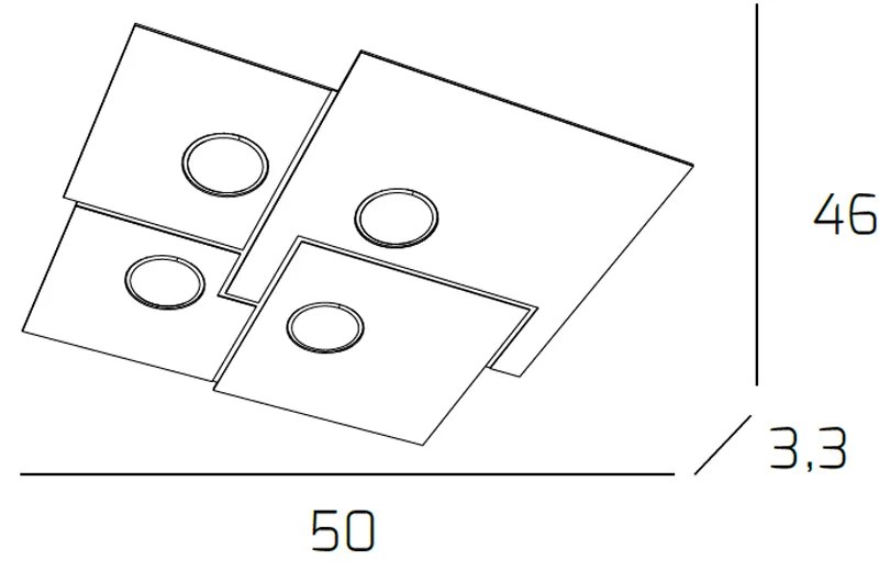 Plafoniera Moderna Plate Metallo Grigio 4 Luci Gx53