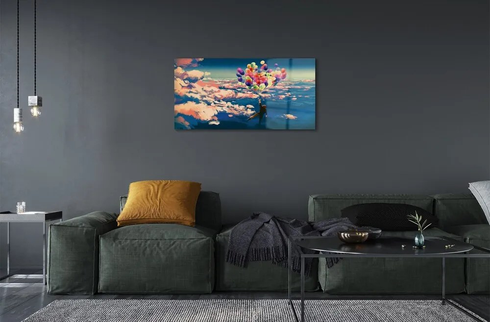Quadro di vetro Cielo nuvole palloncini 140x70 cm