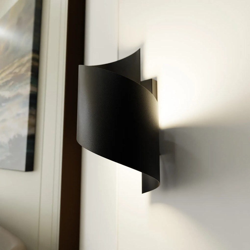 Applique Moderna 1 Luce Ubbe A Fascia In Acciaio Nero