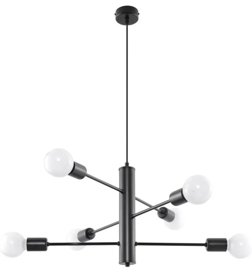 Lampadario a sospensione con filo DUOMO 6 6xE27/60W/230V nero