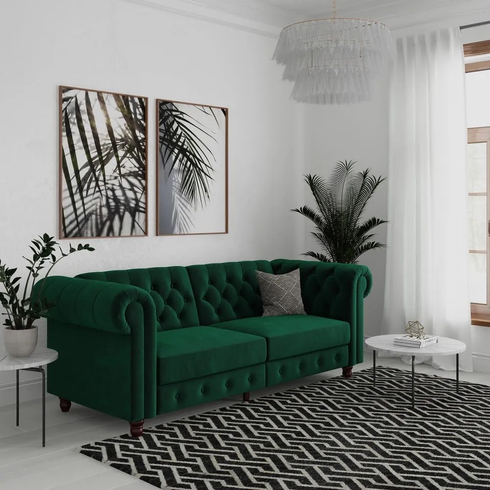 Divano in velluto verde scuro 236 cm Felix - Støraa