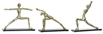 Statua Decorativa DKD Home Decor 33 x 10 x 35 cm Nero Dorato Indiano Yoga (3 Unità)