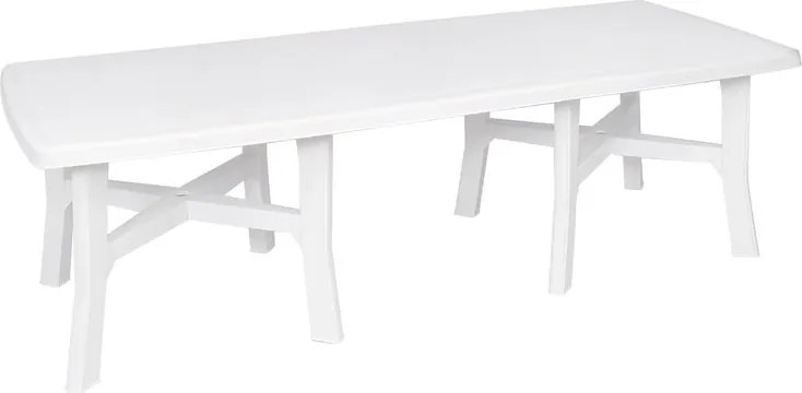 Tavolo allungabile da esterno rettangolare in resina bianca 6 posti L da 180 a 240x100cm, Trio Plus