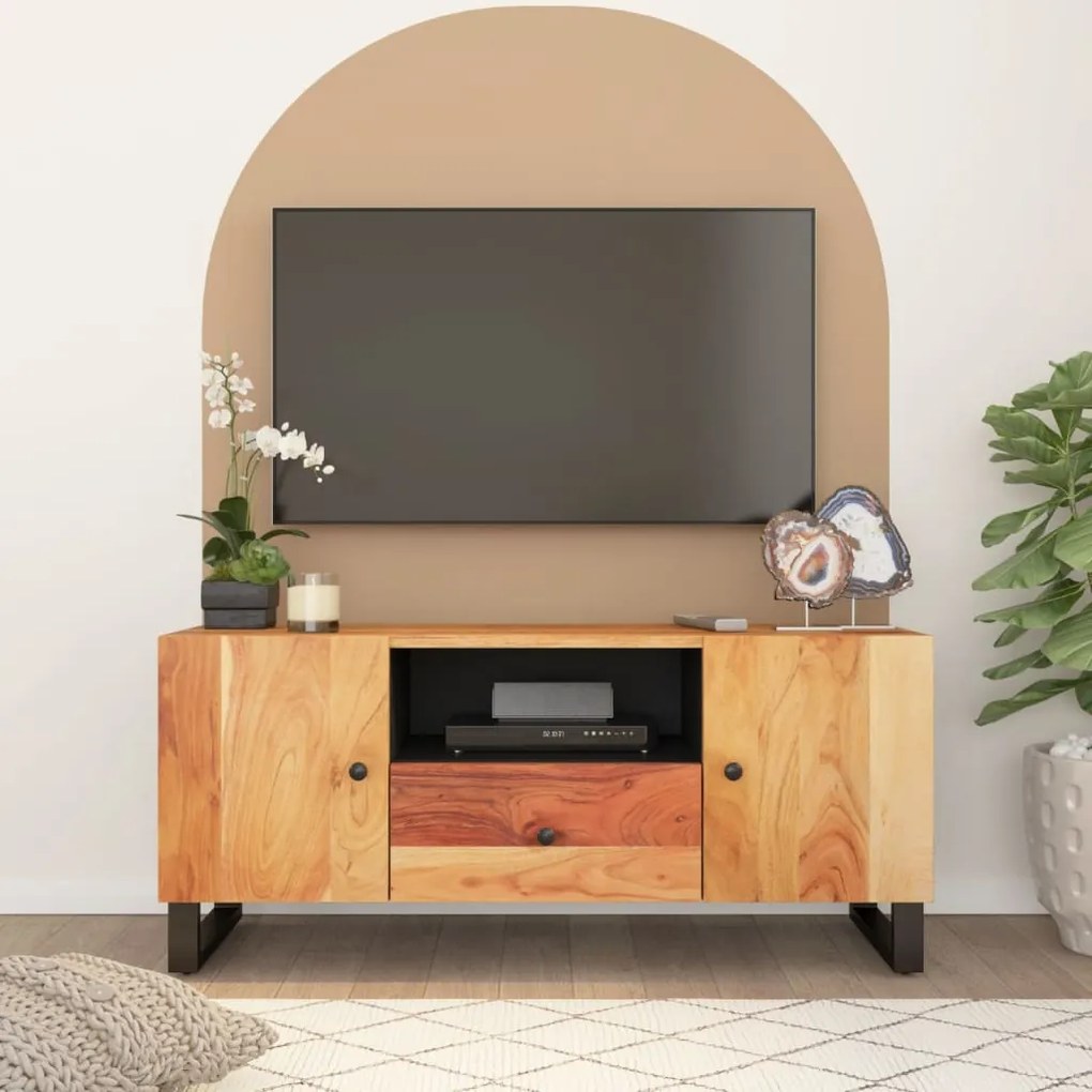 Mobile tv 105x33,5x46cm legno massello acacia legno multistrato