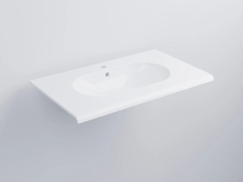 Cielo Fluid Lavabo 80x48 Sospeso Monoforo Con Troppopieno Bianco Lucido