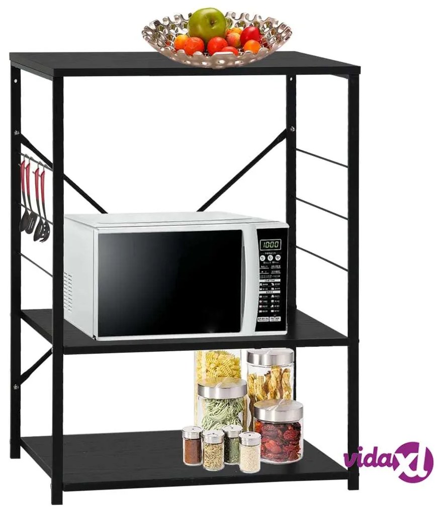 vidaXL Mobile per Microonde Nero 60x39,6x79,5 cm Legno Multistrato
