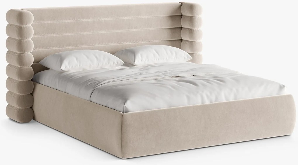 Letto imbottito Mount con contenitore in velluto Salvador – 160x200 cm