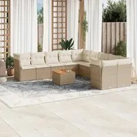 Set Divani da Giardino 11 pz con Cuscini Beige in Polyrattan 3256184