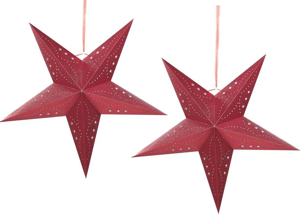 Set di 2 stelle LED carta rosso brillante 60 cm MOTTI Beliani