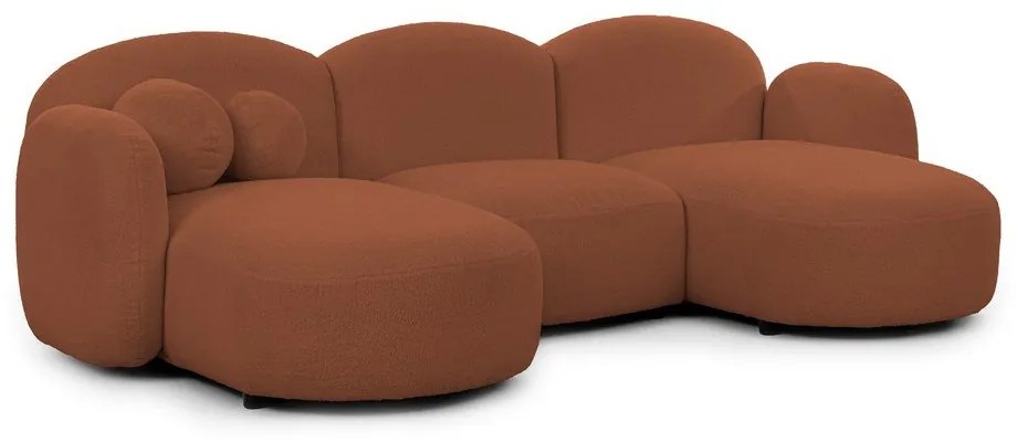 Divano angolare color terracotta (a U) con rivestimento in bouclé Orbit – Ropez
