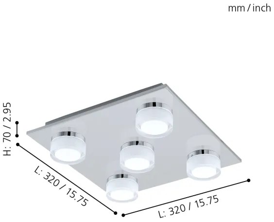 Eglo 96544- Plafoniera LED dimmerabile da bagno ROMENDO 5xLED/5,4W/ IP44