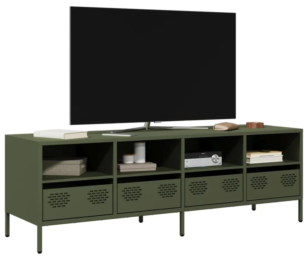 Mobile Tv Verde Oliva 135x39x43,5cm Acciaio Laminato A Freddo /