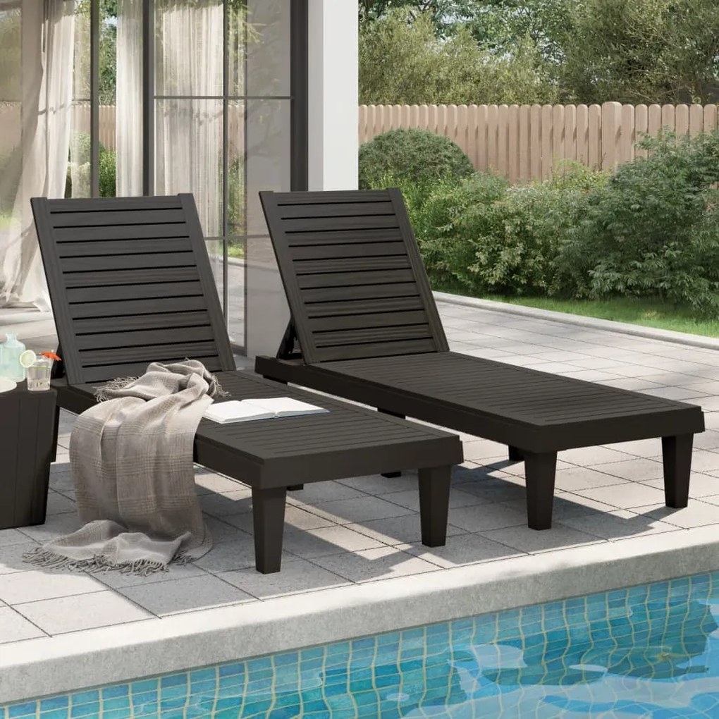 Lettini Prendisole 2pz Neri 155x58x83 Cm İn Polipropilene /