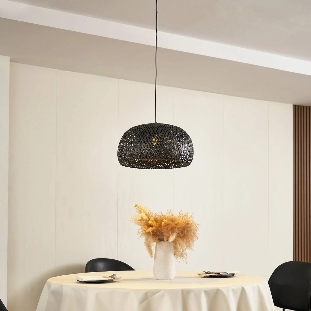 Lampada a sospensione Eskil Lindby, dimmerabile, Nero, Soggiorno / Sala da pranzo, bambù, Moderno, Lampada a sospensione