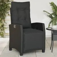 Sedia Reclinabile da Giardino con Poggiapiedi Nera Polyrattan 365233